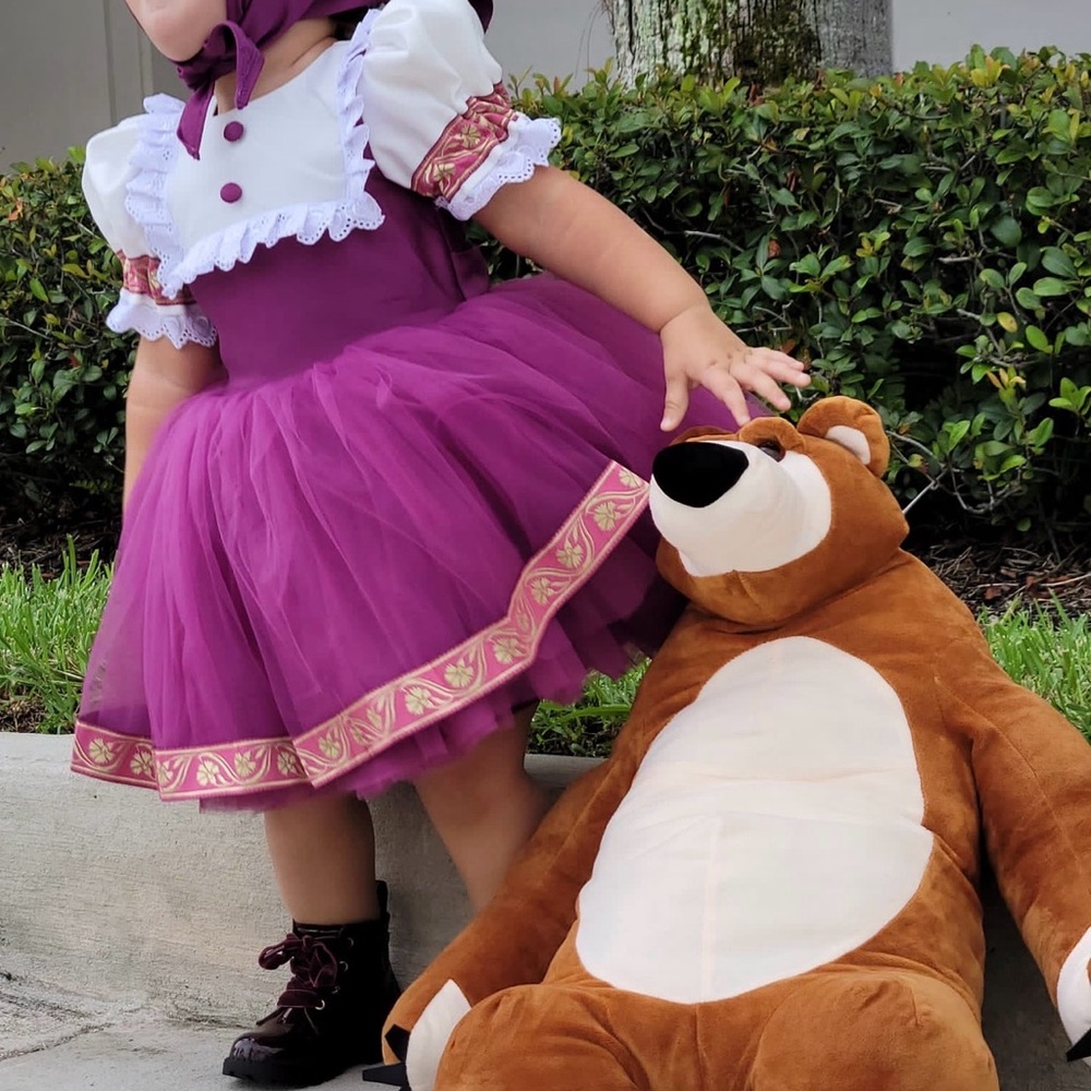 Purple Kids Dress with White Accents